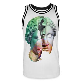 Collage surréaliste de Dieu fracturé - Maillot de basket Homme - blanc/noir - Devant - AI Model Male 185 dark (185cm)