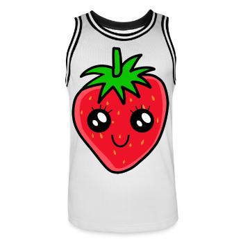 Fraise, Baie, Fruits, Jardin, Kavaii, Fraises, Fruits - Maillot de basket Homme - blanc/noir - Devant - AI Model Male 185 dark (185cm)