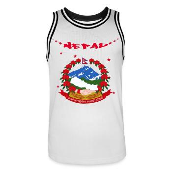 Nepal - Männer Basketball-Trikot - Weiß/Schwarz - Vorne - AI Model Male 185 dark (185cm)