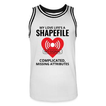 Shapefile GIS Analyst Humor Geospatial Tech - Männer Basketball-Trikot - Weiß/Schwarz - Vorne - AI Model Male 185 dark (185cm)