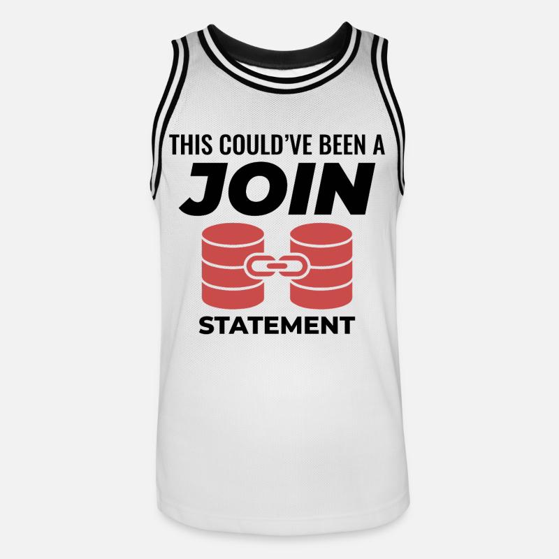 Programmierdaten für SQL Join-Datenbankanweisungen - Männer Basketball-Trikot - Weiß/Schwarz
