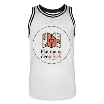 Flat Maps Deep Feels Geography Cartography - Men's Basketball Jersey - white/black - Front - AI Model Male 185 dark (185cm)