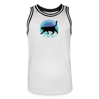 Black cat - Men's Basketball Jersey - white/black - Front - AI Model Male 185 dark (185cm)