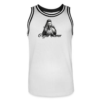 Barista Coffee Lover Schwarz - Männer Basketball-Trikot - Weiß/Schwarz - Vorne - AI Model Male 185 dark (185cm)