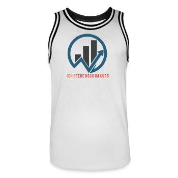 Abstraktes Business- und Wachstumsmotiv - Männer Basketball-Trikot - Weiß/Schwarz - Vorne - AI Model Male 185 dark (185cm)