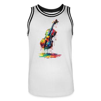 Violon avec de la peinture qui goutte - Maillot de basket Homme - blanc/noir - Devant - AI Model Male 185 dark (185cm)