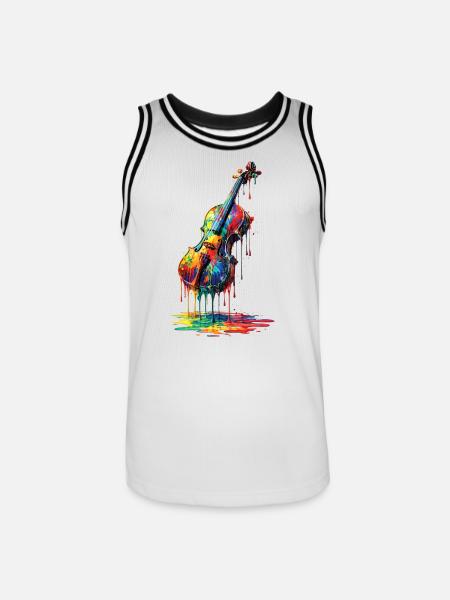 Violin med dryppende maling - Herre basketball-trikot - hvid/sort