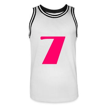 7. HAPPY BIRTHDAY. HAPPY BIRTHDAY - Men's Basketball Jersey - white/black - Front - AI Model Male 185 dark (185cm)