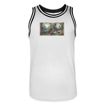 Zukunftsharmonie und Vielfalt - Männer Basketball-Trikot - Weiß/Schwarz - Vorne - AI Model Male 185 dark (185cm)