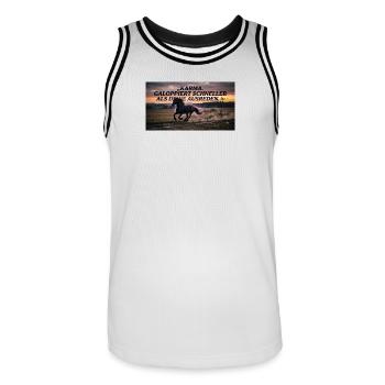 Karma galoppiert schneller als Ausreden - Männer Basketball-Trikot - Weiß/Schwarz - Vorne - AI Model Male 185 dark (185cm)