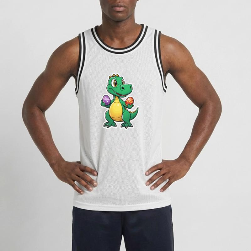 Dinosaur Easter Eggs Easter Men's Basketball Jersey