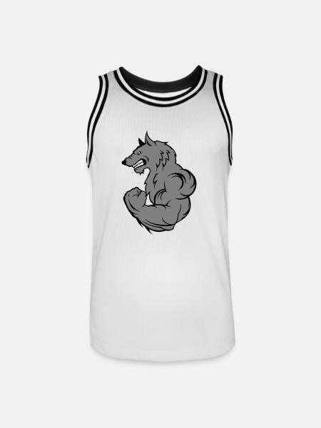 Strong Wolf - Men's Basketball Jersey - white/black