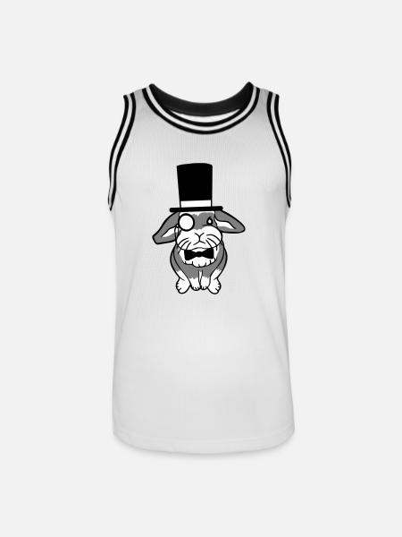 Mr. Bunny Gentleman Hoge Hoed Monocle Bril - Mannen basketbal shirt - wit/zwart