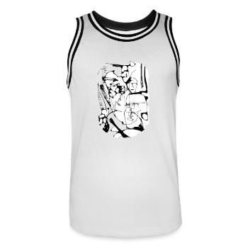 Freedom of interpretation 2 - Men's Basketball Jersey - white/black - Front - AI Model Male 185 dark (185cm)