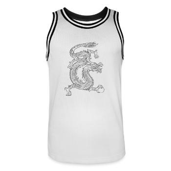 Schwarzer Drache der Unterwelt - Geschenk - Männer Basketball-Trikot - Weiß/Schwarz - Vorne - AI Model Male 185 dark (185cm)