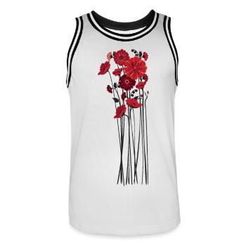 Illustration de fleurs de galets - Maillot de basket Homme - blanc/noir - Devant - AI Model Male 185 dark (185cm)