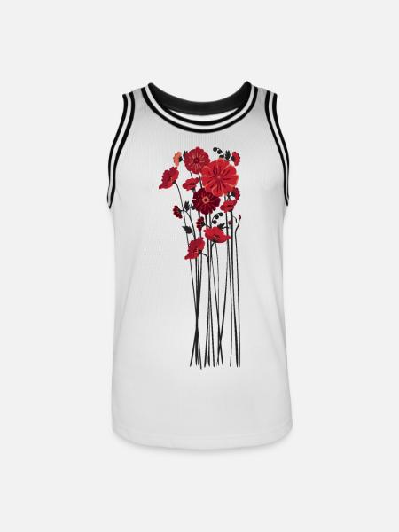 Pebble Flowers Illustration - Men's Basketball Jersey - white/black