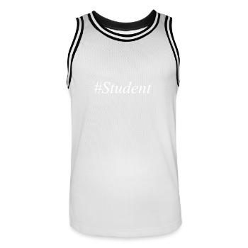 #Student Logo Weiß - Männer Basketball-Trikot - Weiß/Schwarz - Vorne - AI Model Male 185 dark (185cm)