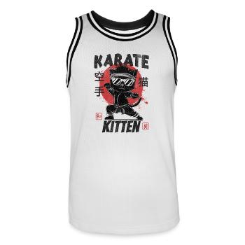 Karaté Chatons - Maillot de basket Homme - blanc/noir - Devant - AI Model Male 185 dark (185cm)