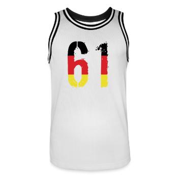 61 Number Germany Jersey - Men's Basketball Jersey - white/black - Front - AI Model Male 185 dark (185cm)