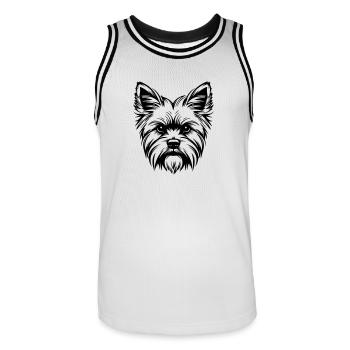 Yorkshire Terrier Dog Head - Men's Basketball Jersey - white/black - Front - AI Model Male 185 dark (185cm)