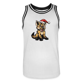 Noël de la hyène - Maillot de basket Homme - blanc/noir - Devant - AI Model Male 185 dark (185cm)