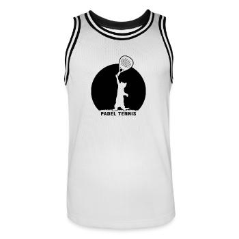 Padel PADELTENNIS Padel player Padel tennis cat - Men's Basketball Jersey - white/black - Front - AI Model Male 185 dark (185cm)