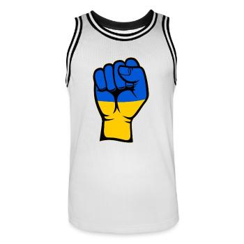Ukraine Flagge Faust Hand Symbol - Männer Basketball-Trikot - Weiß/Schwarz - Vorne - AI Model Male 185 dark (185cm)