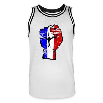 France Flag Fist Main Symbole utilisé - Maillot de basket Homme - blanc/noir - Devant - AI Model Male 185 dark (185cm)