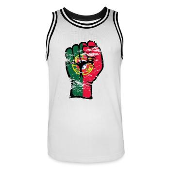 Portugal Flag Poing Main Symbole utilisé - Maillot de basket Homme - blanc/noir - Devant - AI Model Male 185 dark (185cm)