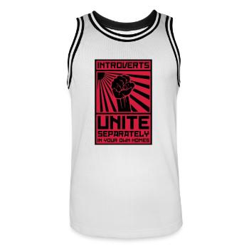 Introverts Unite! (Séparément dans votre propre maison) - Maillot de basket Homme - blanc/noir - Devant - AI Model Male 185 dark (185cm)