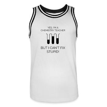 Chemie - Männer Basketball-Trikot - Weiß/Schwarz - Vorne - AI Model Male 185 dark (185cm)