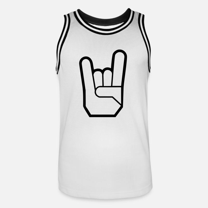 Rock Hand Pommesgabel Devilhand - Maillot de basket Homme - blanc/noir
