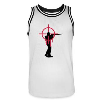 Headshot Shooter Scharfschütze schießen blut - Männer Basketball-Trikot - Weiß/Schwarz - Vorne - AI Model Male 185 dark (185cm)