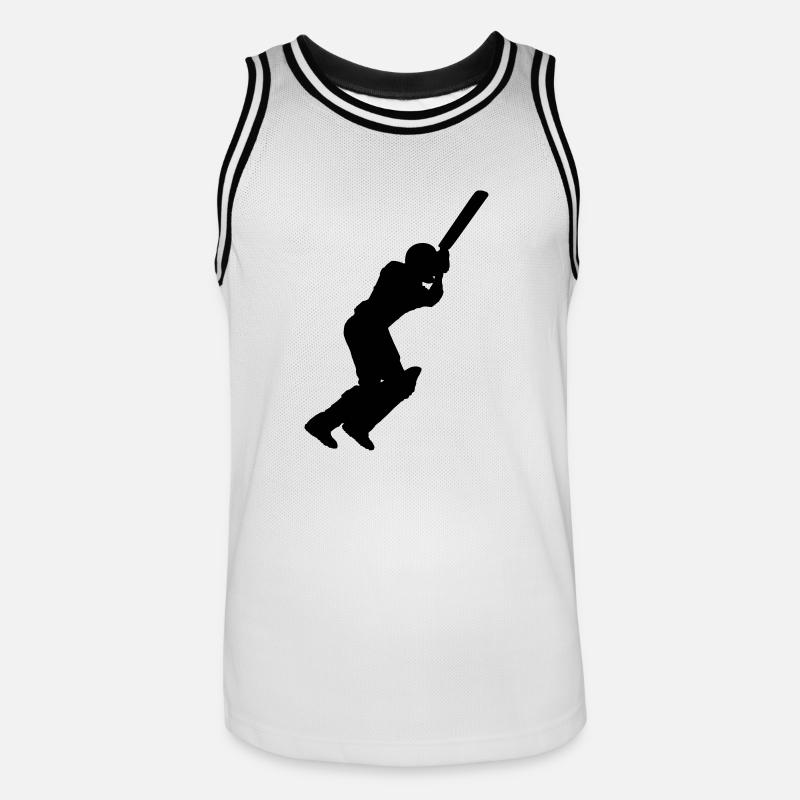 Cricket Player (Vector) - Männer Basketball-Trikot - Weiß/Schwarz