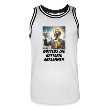 Malle godless disconnect the battery drinking beer 2 - Men's Basketball Jersey - white/black - Front - AI Model Male 185 dark (185cm)