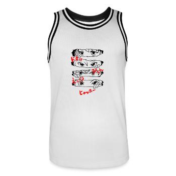 Anime - Männer Basketball-Trikot - Weiß/Schwarz - Vorne - AI Model Male 185 dark (185cm)