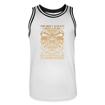 Scandinavie nordique rétro viking mythologie mystique - Maillot de basket Homme - blanc/noir - Devant - AI Model Male 185 dark (185cm)