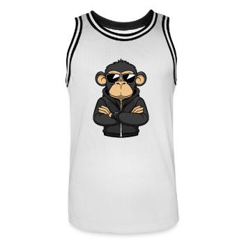 Bande dessinée Singe - Maillot de basket Homme - blanc/noir - Devant - AI Model Male 185 dark (185cm)