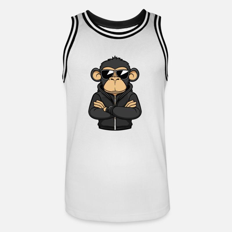 Affe Comic - Männer Basketball-Trikot - Weiß/Schwarz
