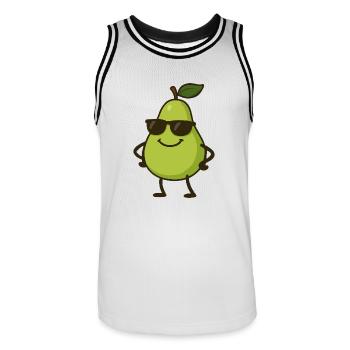 birne comic cool - Männer Basketball-Trikot - Weiß/Schwarz - Vorne - AI Model Male 185 dark (185cm)