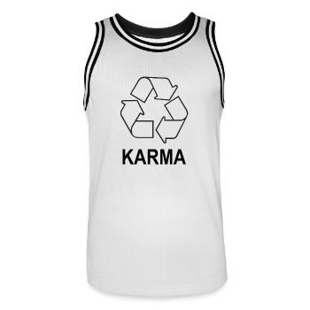 karma - Men's Basketball Jersey - white/black - Front - AI Model Male 185 dark (185cm)