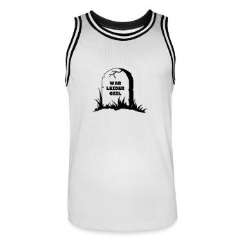 war leider geil Grabstein - Männer Basketball-Trikot - Weiß/Schwarz - Vorne - AI Model Male 185 dark (185cm)