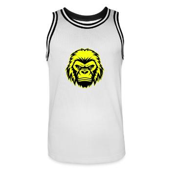 Gorilla Head Portrait Icon - Men's Basketball Jersey - white/black - Front - AI Model Male 185 dark (185cm)