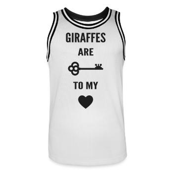 Giraffes are the key to my heart - Maillot de basket Homme - blanc/noir - Devant - AI Model Male 185 dark (185cm)