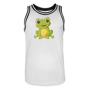 niedlich lächelnder Comic Frosch - Männer Basketball-Trikot - Weiß/Schwarz - Vorne - AI Model Male 185 dark (185cm)