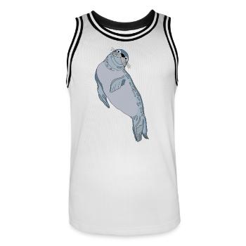 Seal seal - Men's Basketball Jersey - white/black - Front - AI Model Male 185 dark (185cm)