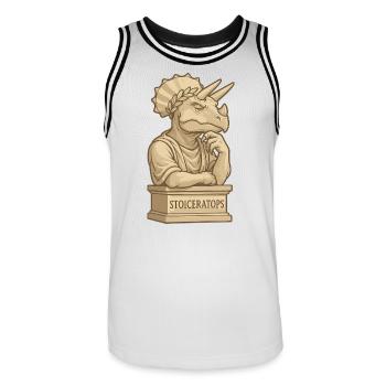 Stoiceratops - Männer Basketball-Trikot - Weiß/Schwarz - Vorne - AI Model Male 185 dark (185cm)