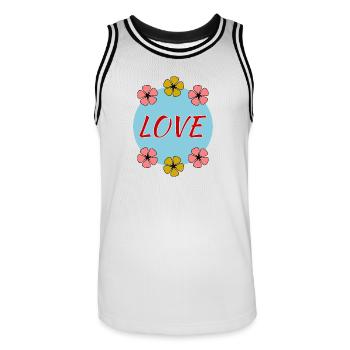 LIEBE. VALENTINSTAG. ICH LIEBE DICH. ICH LIEBE DICH. LIEBE - Männer Basketball-Trikot - Weiß/Schwarz - Vorne - AI Model Male 185 dark (185cm)