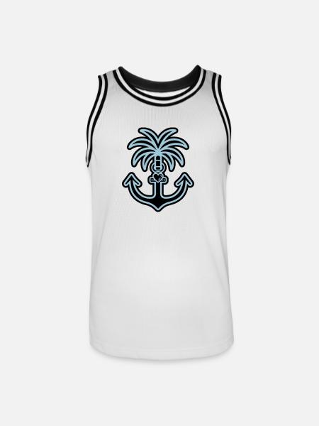 Palme Anker Herz Liebe - Männer Basketball-Trikot - Weiß/Schwarz